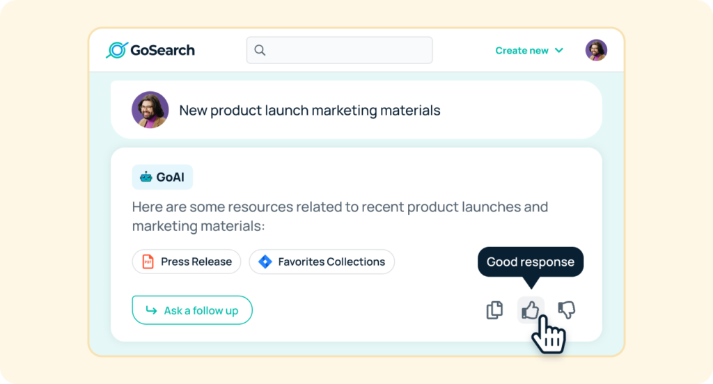 GoSearch AI feedback for enterprise search engine optimization