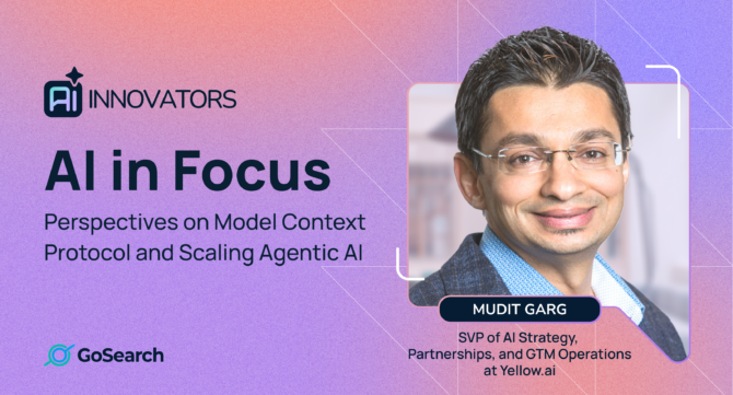 Portrait of Mudit Garg, SVP of AI Strategy at Yellow.ai, sharing insights on AI innovation and agentic architecture.