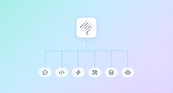 Diagram showing Model Context Protocol (MCP) connecting an AI agent to multiple enterprise tools including messaging, code, automation, databases, and APIs.