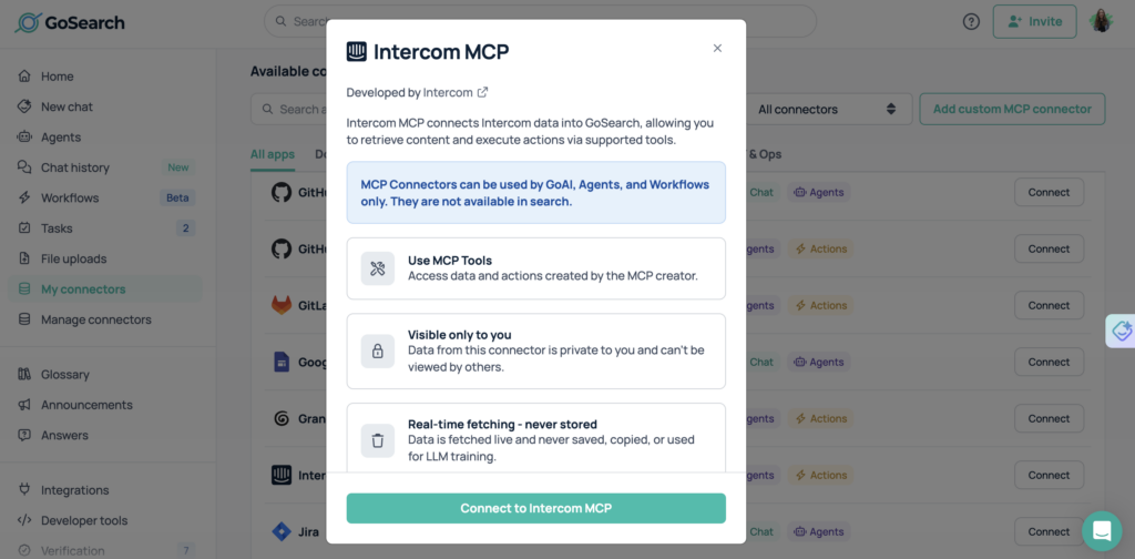 GoSearch Intercom MCP server