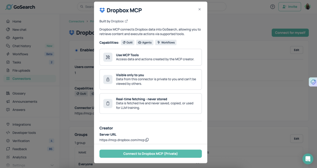 GoSearch Dropbox MCP server