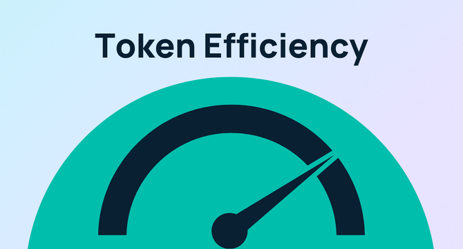 Token efficiency meter gauge showing measurement and optimization scale