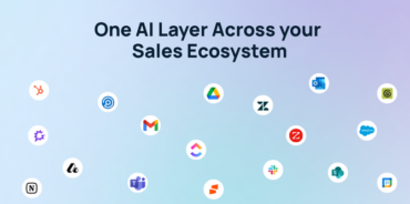 Sales tools including Salesforce, HubSpot, Slack, Gmail, Google Drive, and Jira connected through a single AI layer