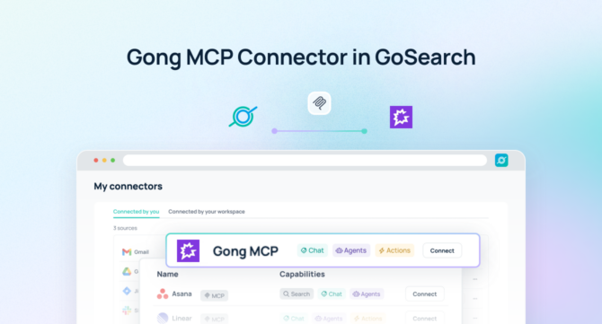 blog image: The GoSearch Gong MCP server connects AI agents to live calls, transcripts, and deal intelligence to surface risk and automate revenue workflows across 100+ tools.