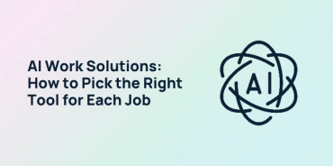 AI work solutions grouped into five categories: enterprise AI search, AI assistants, workflow automation, meeting intelligence, and AI agents