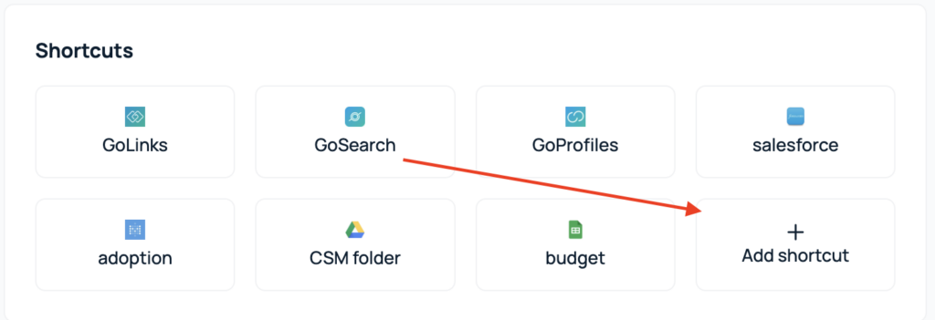 adding a shortcut to your gosearch dashboard