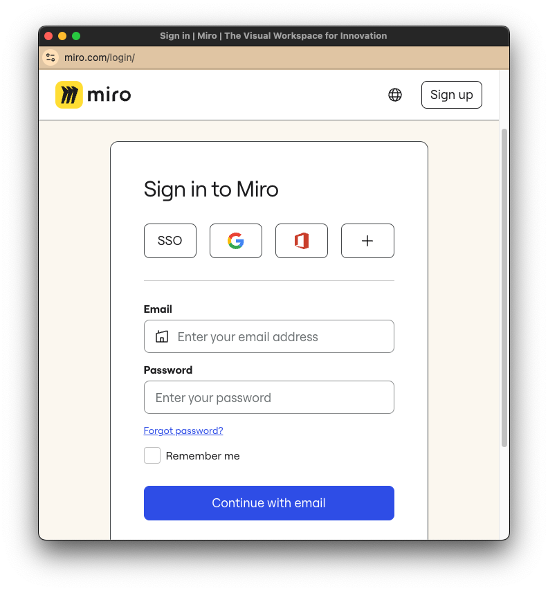 sign in to miro